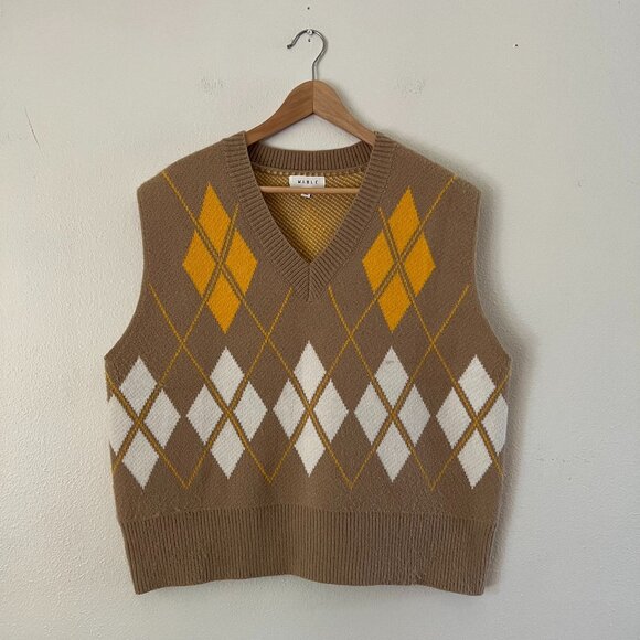 Mable Anthropologie Oversized Argyle Sweater Vest - Picture 1 of 5